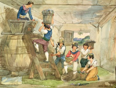 Grape-pickers Carrying Grapes to the Press by Achille Pinelli
